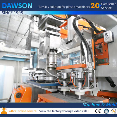Máquina de moldagem por sopro de garrafas de detergente para a roupa Hdpe totalmente elétrica de 5L com três cabeças de moldagem por sopro e extrusão